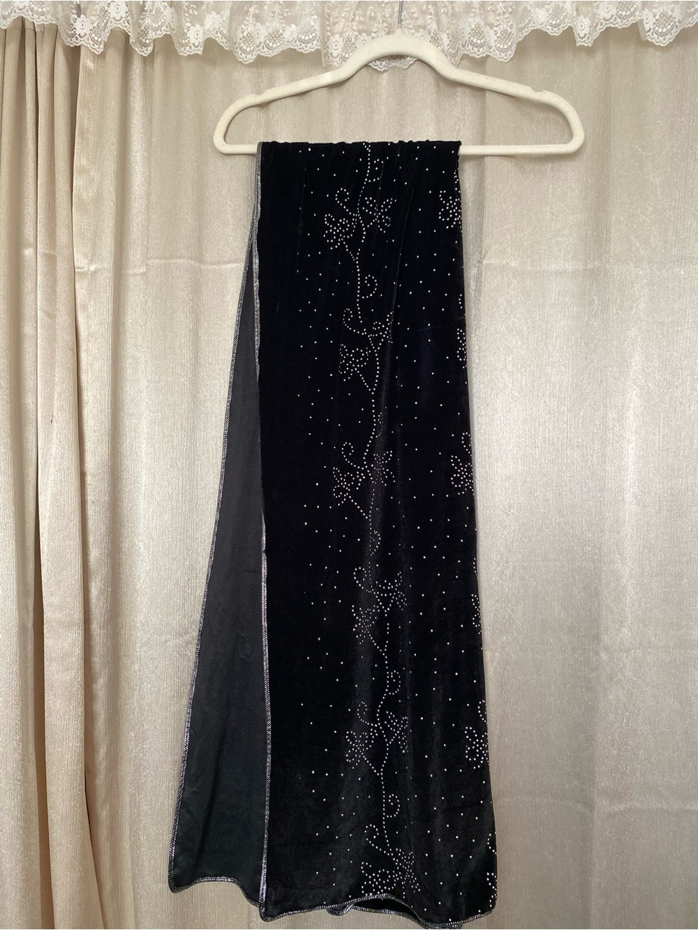 Jessica McClintock Black Velvet Rhinestone Kimono Wrap Shawl Y2K Glam - Picture 3 of 4